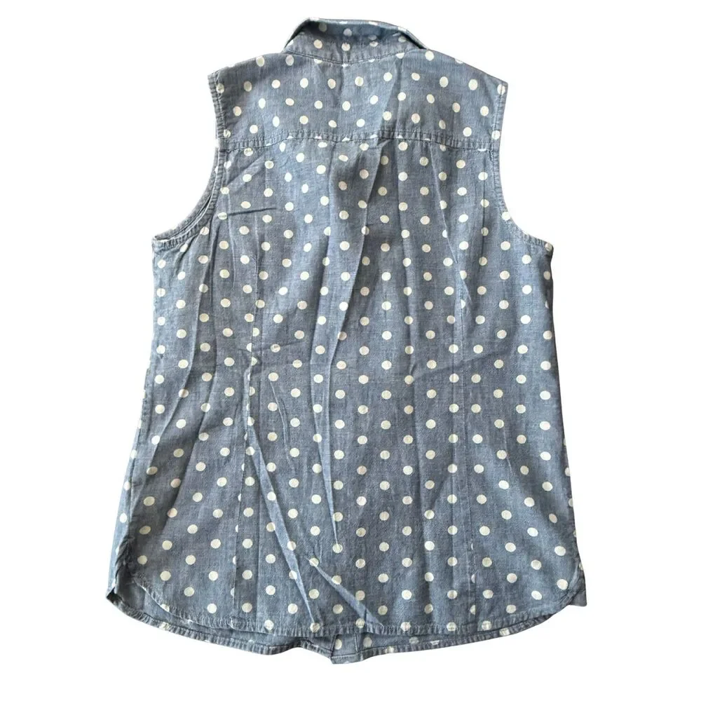 Tommy Hilfiger Polka Dot Button Down Sleeveless Top size Medium - Picture 2 of 4